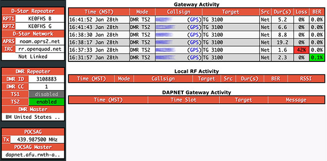 Pi-Star Admin console - lower Pi-Star Admin console - lower